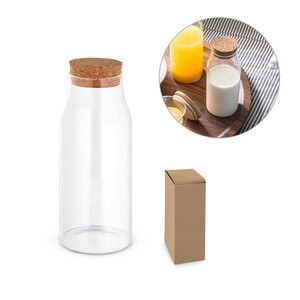 Borosilicate glass bottle with cork lid 800 mL - Egotier 94235