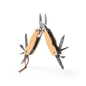 MURDOK Multi-tool with stainless steel body and accessories and bamboo grip