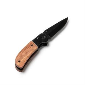 Stamina NA3990 - GOLIAT Klappmesser aus Edelstahl mit schwarzer Klinge und Griff aus Naturholz