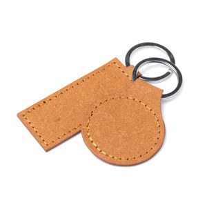 LUXOR Recycled leather keyring in two designs - EgotierPro KO1385