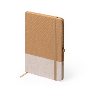 Stamina NB1344 - BERT A5 notepad with hard covers in natural straw and cotton