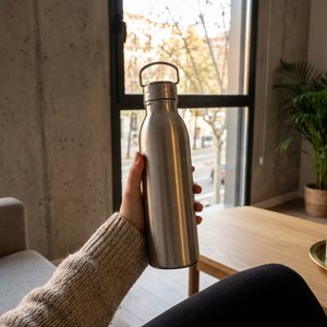 Harper 700 ml stainless steel water bottle with metal loop - EgotierPro 100678