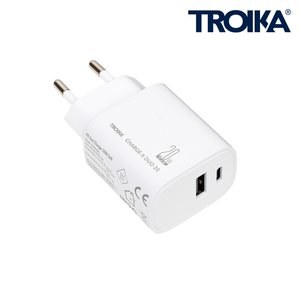 TROIKA CHA20 - Duo Ladegerät GaN 20W USB-C/USB-A