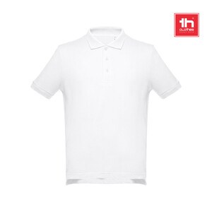 TH Clothes 30130 - Men's short-sleeved cotton piqué polo shirt. White