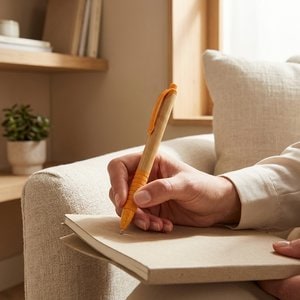 Bamboo ball pen with non-slip clip - Egotier 81013