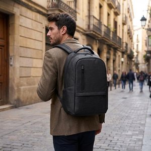 2Tone recycled nylon waterproof laptop backpack with 210D recycled polyester compartment - Egotier 92195