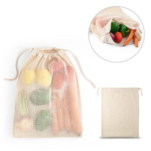 Beutel aus 100% Baumwolle (120 g/m²) mit Netzgewebe auf der Vorderseite (100 g/m²) - Egotier 92935