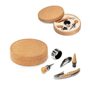 Weinset aus Metall und Holz, 4 teilig - Egotier 94119