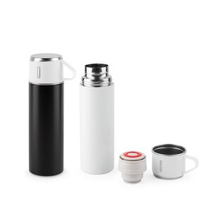 Doppelwandige Edelstahlflasche (90% recycelt) mit matter Oberfläche 490 ml - Egotier 94348