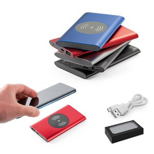 Powerbank 4'000 mAh mit 5W wireless Ladegerät aus Recyceltes Aluminium (100 % rAL) - Egotier 97078