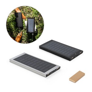 8.000 mAh power bank with solar panel in 100% recycled aluminium - Egotier 97137