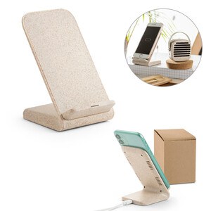 Smartphone-Halter mit schnellem 10W wireless Ladegerät aus Recyceltes ABS (100% rABS) und Weizenstroh - Egotier 97932
