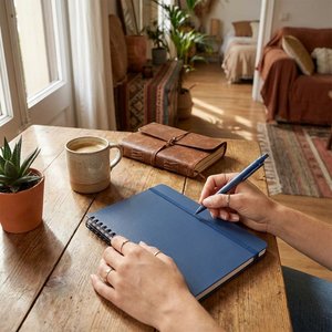 Thalaasa A5 ocean-bound hard cover notebook with ballpoint pen (black ink) - EgotierPro 107901