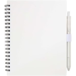 Niove recycled plastic soft cover notebook and ballpoint pen set (blue ink) - EgotierPro 106298