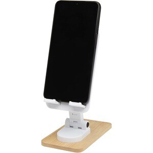 Alfirk recycled plastic foldeable desk phone stand with bamboo details - EgotierPro 124464