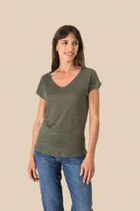 Spasso SP321 - Ladies' V-neck linen t-shirt