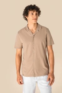 Spasso SP522 - Eco-friendly men's jersey washed effect bowling collar short-sleeved shirt