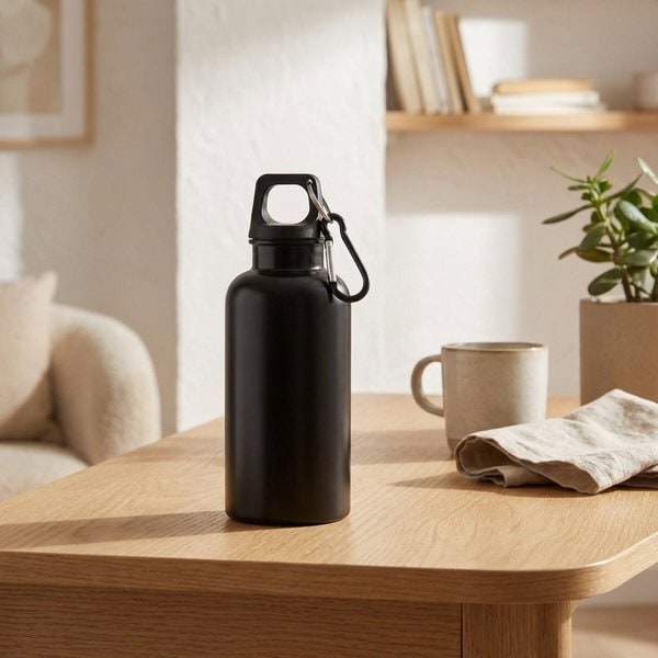 Oregon 400 ml solid colour RCS recycled plastic water bottle with carabiner 