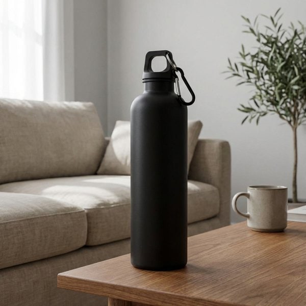 Oregon 750 ml solid colour RCS recycled plastic water bottle with carabiner  