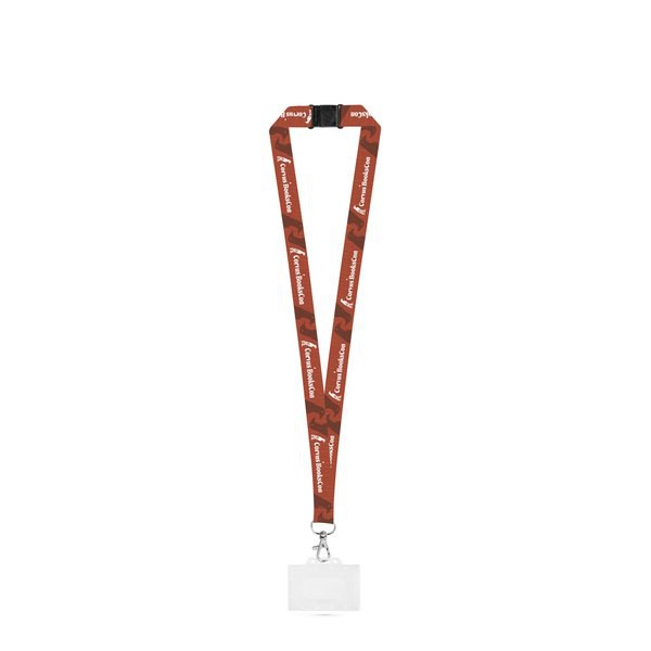Lanyard aus Polyester mit Karabiner, Schicherheitsverschluss und unflexiblem Kartenhalter, geeignet für Sublimation