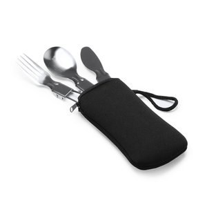 Stamina CU1674 - TINKER Stainless steel folding cutlery set with practical neoprene case