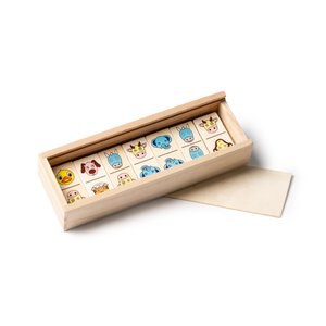 Stamina JU1682 - BUELIX Holzdomino mit einem 28-teiligen Tiermotiv