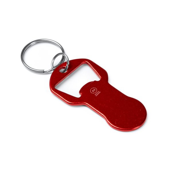 TAGAN Recycled aluminum keychain bottle opener with coin for the shopping cart