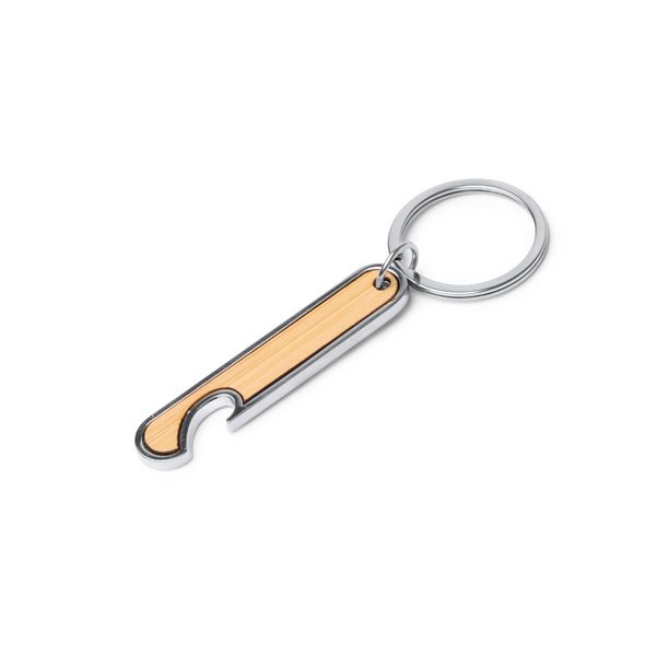 RESTON Steel and bamboo keyring with bottle opener