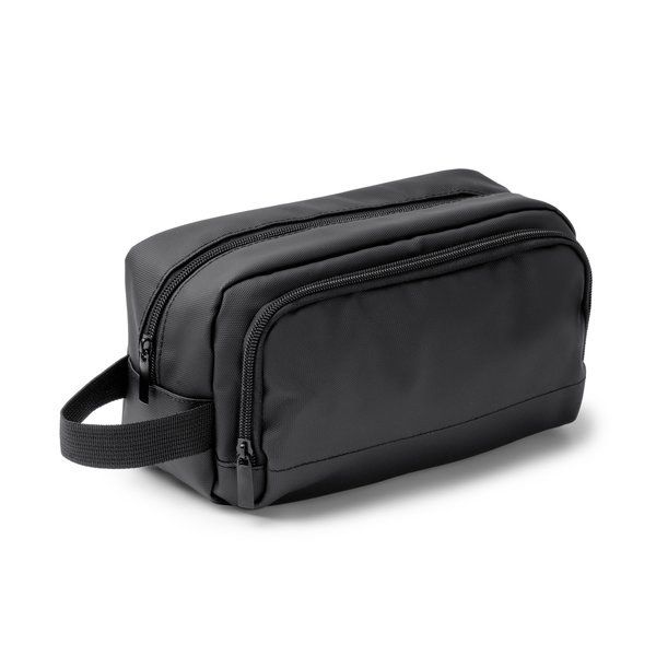 LOMIX PU leather toilet bag with double compartment and zip fastening