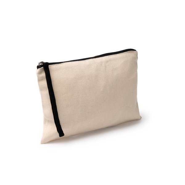 NASBIL Kosmetiktasche aus 100 % Baumwolle 260 g/m² mit Reißverschluss und farbigem Bügelgriff