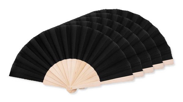 FANNY WOOD Eleganter Holz Handfächer mit Stoffbespannung