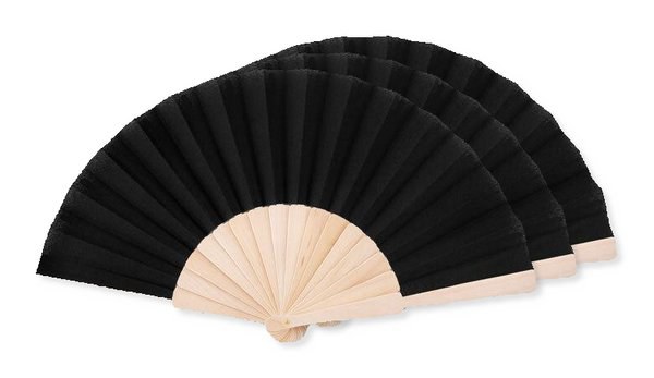 Pack mit 30 GiftRetail MO9532 - FANNY WOOD Eleganter Holz Handfächer mit Stoffbespannung