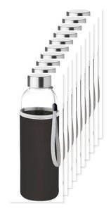 Pack mit 100 GiftRetail MO9358 - UTAH GLASS Umweltfreundliche 500ml Glasflasche mit Neoprenhülle