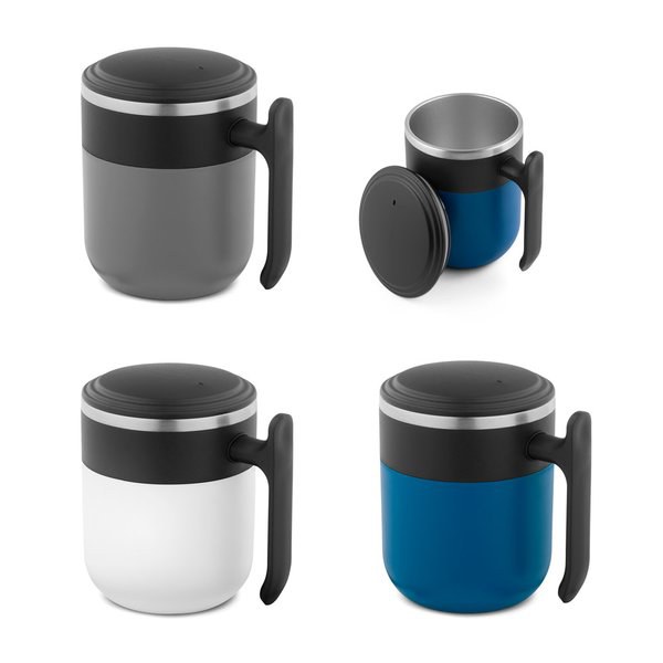Reisebecher mit Innenwand aus Edelstahl und matter Oberfläche, 400 mL